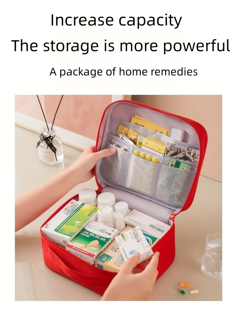 1pc Portable Medical Kit, Household Oxford Cloth First Aid Kit With Zipper, Outdoor Travel Medical Kit, Large Capacity Medicine Storage Bag