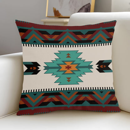 Set Of 4 Western Throw Pillow Covers Aztec Southwestern Native American Tribal Geometric Pillow Cases Turquoise Rustic Decorative Couch Cushion Covers For Outdoor Bedroom Home Decor, 45.72x45.72 Cm (Cushion Is Not Included)