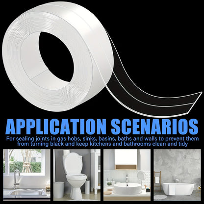 Clear Kitchen & Bathroom Sealant Tape - Self-Adhesive Gap Filler for Countertops, Stovetops, Sinks - Multi-Surface Transparent Seal Strip, Length 196.85 Inch Width 3.8cm, PVC Material, Ideal for Tile Surfaces, Kitchen Sealing