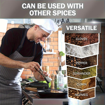 2pcs Premium Stainless Steel Salt and Pepper Grinder Set - Adjustable Ceramic - High Glass Salt and Pepper Mill - This elegant yet practical grinder set enhances your cooking experience, adding flavor to your kitchen