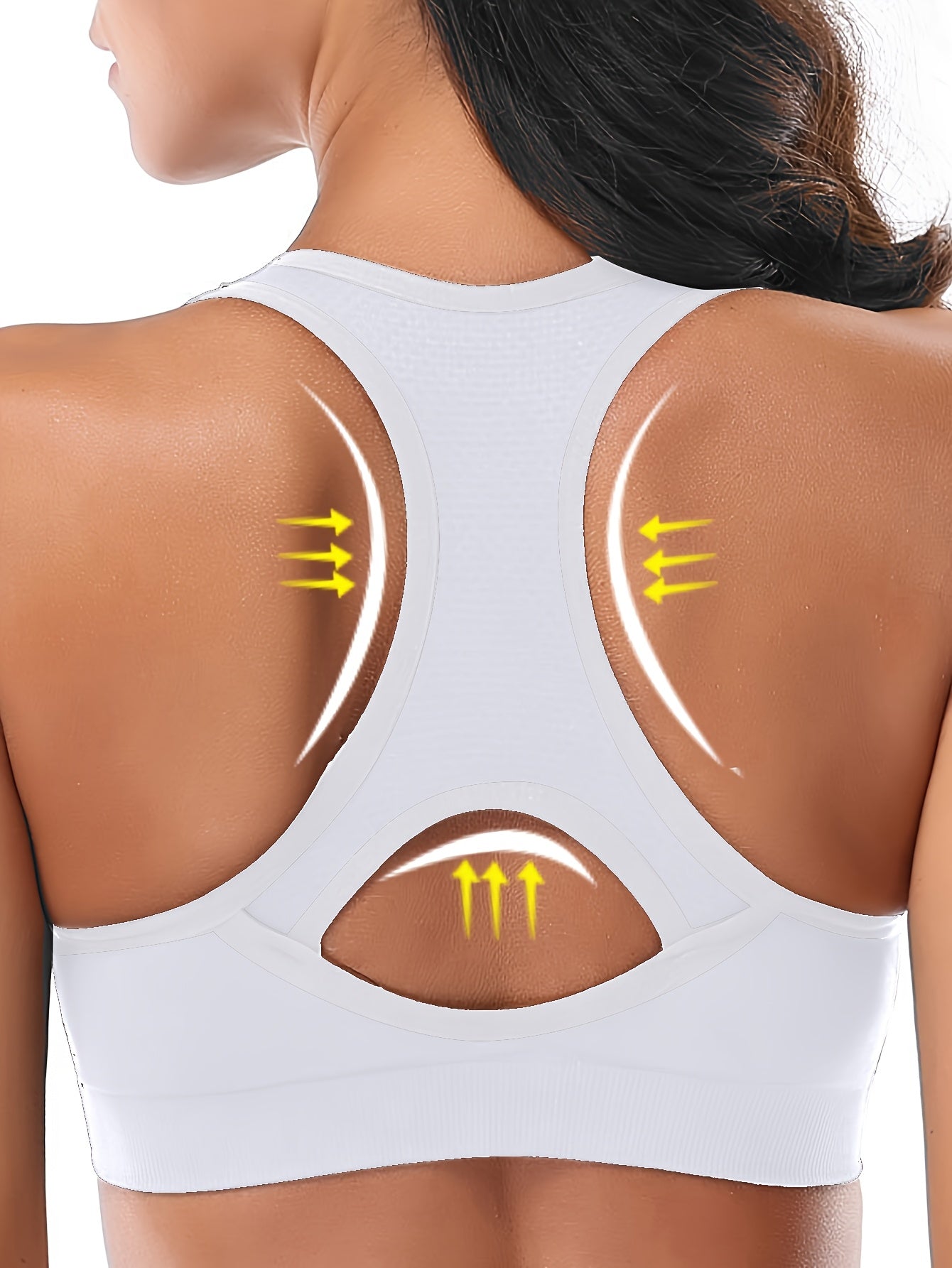 Women's High-Support Sports Bra with Removable Pads - Quick-Dry, Shockproof, Double-Layer Racerback Vest for Running & Fitness, Breathable Nylon-Elastane Blend, Non-See-Through, All-Season Activewear