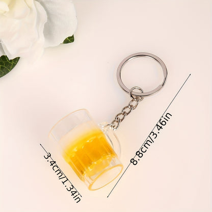 2pcs Oktoberfest Inspired Keychains - Realistic Glass Beer Mug Design, Perfect for DIY Jewelry and Decorative Accessories
