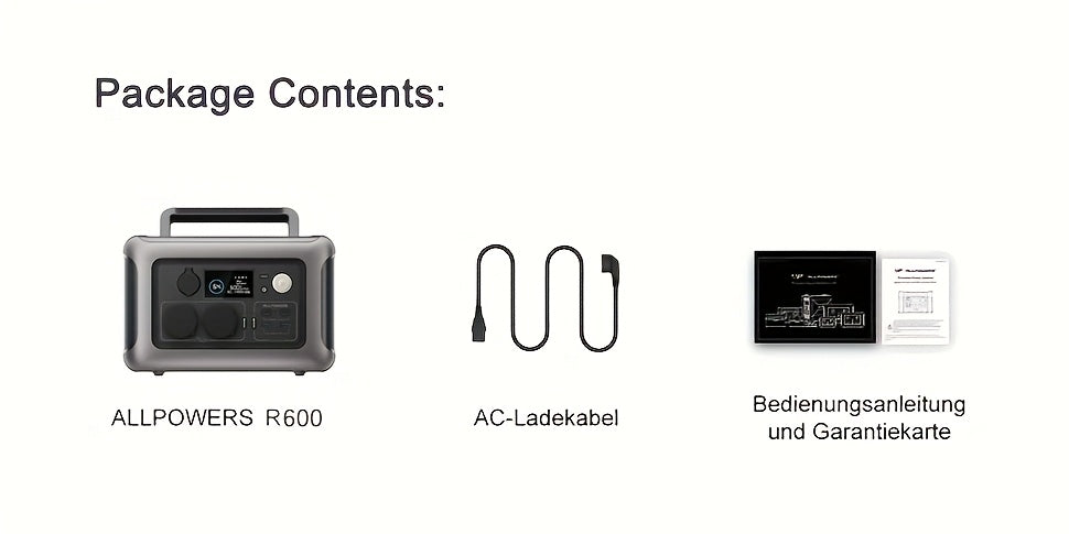 Estação de energia portátil ALLPOWERS R600 299Wh com bateria LiFePO4, saída CA, gerador solar de 600 W, carregamento rápido de 0 a 100% em 1 hora para campismo, autocaravana, emergências, RV, gerador portátil para campismo, bateria solar, G