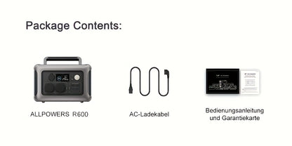 Estação de energia portátil ALLPOWERS R600 299Wh com bateria LiFePO4, saída CA, gerador solar de 600 W, carregamento rápido de 0 a 100% em 1 hora para campismo, autocaravana, emergências, RV, gerador portátil para campismo, bateria solar, G