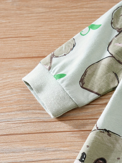 Baby Cute Cartoon Koala Long Sleeve Crew Neck Rompers