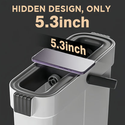 Mop And Bucket Set, Upgraded Slim Gap Storage 2-in-1 Hands-Free Mop Bucket Set, Integrated Scrubbing and Washing Design for Wooden Floors and Tiles, Space-Saving Portable Home Cleaning Tool, Comes with 2 Washable and Reusable
