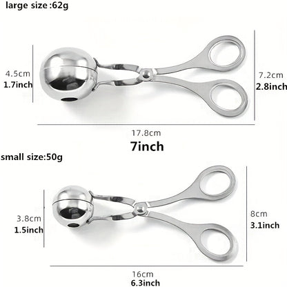 1pc Meatball Machine, Stainless Steel, Non-stick Meatball Machine, Pliers, Cake Meatball Machine With Cookie Dough Ice Tongs, Kitchen Spoon, Kitchen Gadgets, Kitchen Supplies, Kitchen Tools, Kitchen Stuff, Kitchen Utensils