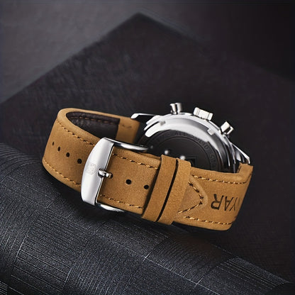 Relógio BENYAR para homem, marca de alta qualidade, desportivo, multifunções, cronógrafo, quartzo, preto, elegante, com calendário e bracelete em pele.