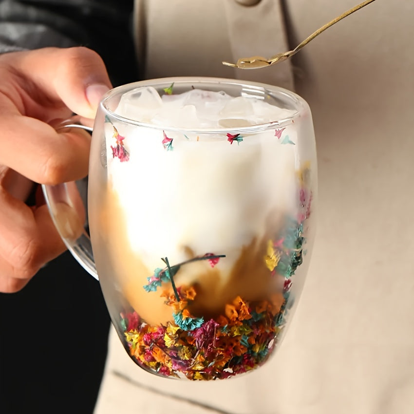 350ml, Double-layer Glass Coffee Mug, Clear Water Cup For Cappuccino Tea Espresso Latte, Hot Beverages Glasses, Birthday Gift For Women Her