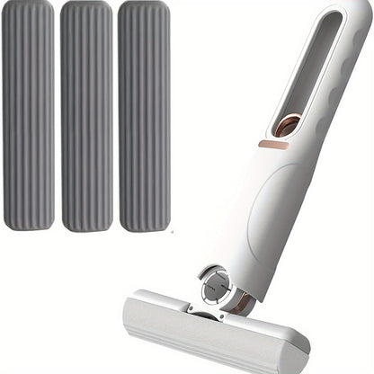 4pcs/1 Set Mini Mop with Self-Squeezing Mechanism - Portable, White Synthetic Fiber Cleaning Tool, Suitable for Home, Living Room, Bedroom, Furniture and Window Cleaning, Window Cleaning Tool | Modern Mini Mop | Compact Desig