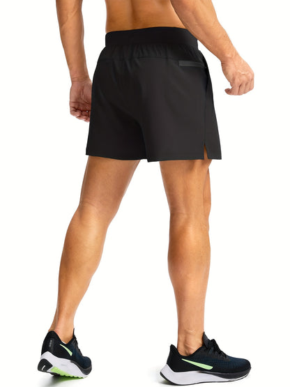 Men'S Light Gray Running Shorts with Zipper Pockets - Adjustable Drawstring, Quick-Dry Athletic & Casual Shorts for Gym, Training, Hiking, and Everyday Wear