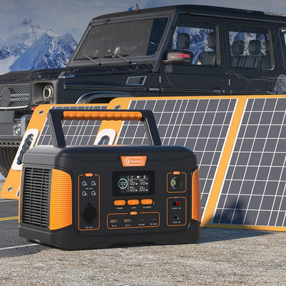 1000W Portable Solar Generator with Panel, Portable Power Station with Solar Panel 100W, 932.4Wh Lithium Battery Pack Power Source, Pure Sine Wave Inverter Portable Power Generator for Outdoors, Campings, RVs, Home Uses, Emer