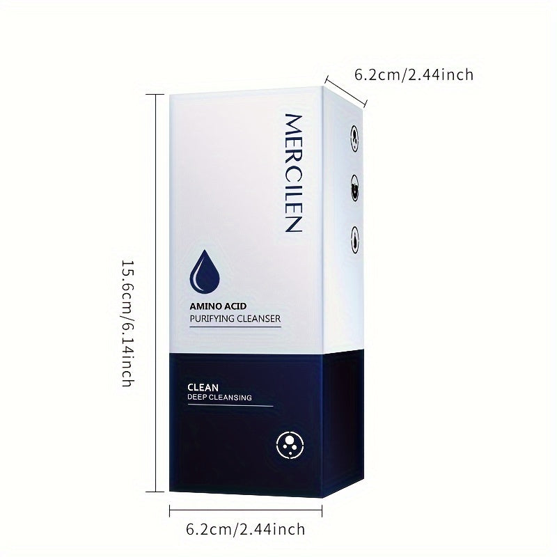 MERCILEN Amino Acid Facial Cleanser 200g - Fragrance-Free, Deep Pore Cleansing & Moisturizing Makeup Remover for All Skin Types