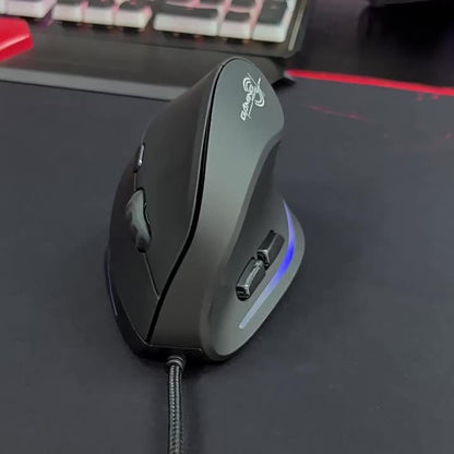 Wired Vertical Ergonomic Mouse Featuring 4 Adjustable DPI Settings, Reaching Up to 3200 DPI, Equipped with 6 Buttons And LED Optical Technology, Suitable for Desktops, Macs, Pcs, Laptops, And Gaming, Model ZELOTES T-20.