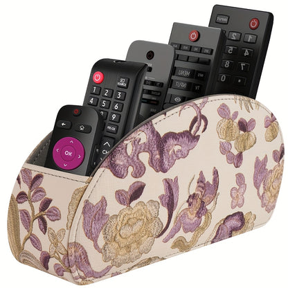 Remote Control Holder with 5 Compartments - Black Faux Leather Remote Caddy for TV, DVD, Blu-Ray, Media Player, And Heater Control, Independent Storage, Desk & Drawer Organizer for Home Storag, Desk & Drawer Organizer for Hom