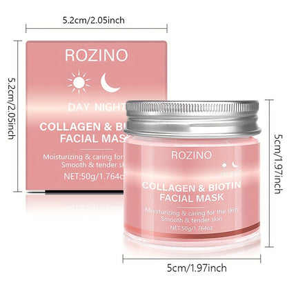 Collagen biotin day and night facial mask contains rich collagen essence, protects Light Beige, moisturizes and smoothes, injects source moisture, vitality and radiance into Light Beige