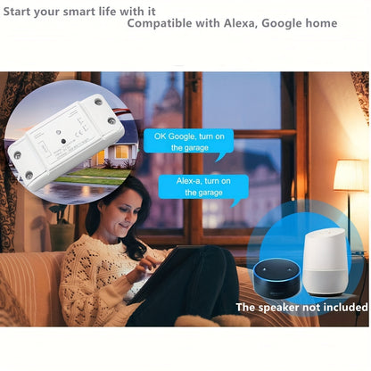 Wifi Switch Smart Garage Door Opener Controller, Compatible with Alexa Echo, Google Home, And Smartlife/Tuya APP Control, Works with RF433 Remote Control. The Tuya Smart Garage Door Opener Can Control Swing And Sliding Door M