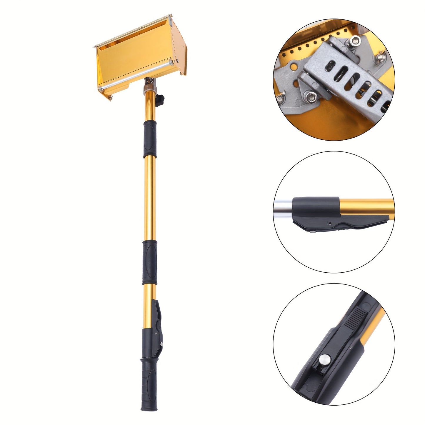 Professional Drywall Flat Finishing Box Tool with 101.6-162.56cm Adjustable Handle - Aluminum Alloy Manual Scraper, Large Capacity Putty Box, 30° Rotating Head & Double-Spring Design for Smooth Walls & Ceilings, Drywall Fini