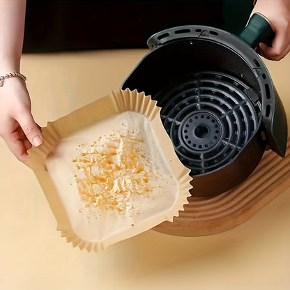 10/50/100pcs, Disposable Air Fryer Liners (16.0cm), Square Paper Air Fryer Liner Pots, Paper Basket Bowls, Baking Trays, Oven Accessories, Baking Tools, Kitchen Gadgets, Kitchen Accessories