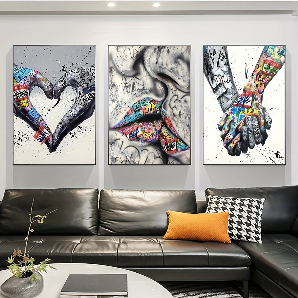 Triple Panel Abstract Art Print L2023-107, Contemporary Style, Frameless Wall Art Decor Set