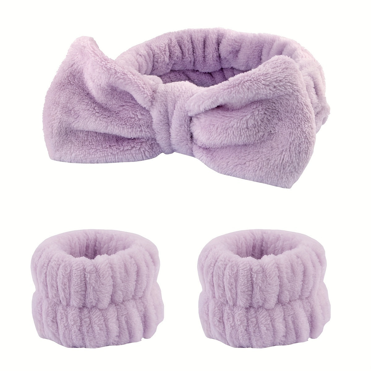 1pc/3pcs Cute Bow Hair Band And Wristband Set, Women Spa Headband For Washing Face, Makeup Hair Band, Skincare Headbands