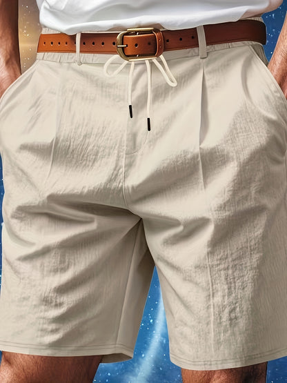Men'S Casual Summer Linen Shorts - Light Gray, Breathable 5-Inch Shorts with Pockets, Perfect for Beach & Outdoor Activities, Casual Summer Wear|Relaxed Fit Shorts|Pocketed Shorts