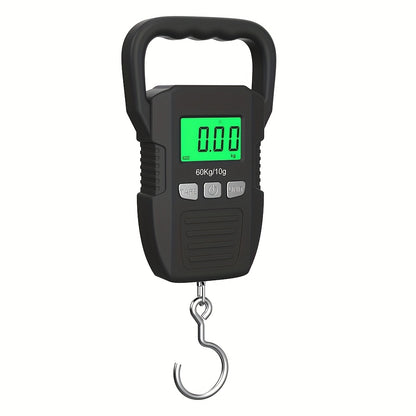 CYCG Heavy-Duty Digital Hanging Scale 132lb/60kg with Large Handle & Backlit LCD Display, /Plastic Construction, 0.01lb/0.01kg Precision, Large Capacity Weight Scale for Luggage, Fishing, Postal, Laboratory, Gym, Construction