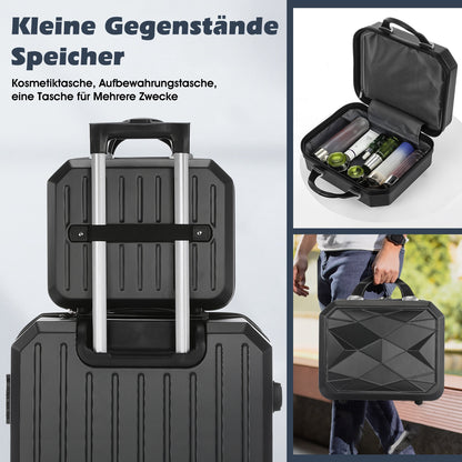 4pcs Luggage Set (12"/20"/24"/28") - Durable ABS Hard Shell Suitcases with Silent Spinner Wheels, Secure Key Lock & Digital Scale - Navy Blue/Dark Gray Travel Set, Telescopic Aluminum Handle & Multi-Directional Wheels for Car