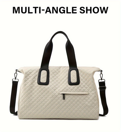 WEIXIER Spacious Multi-Pocket Travel Tote - Durable, Lightweight Women's Handbag for Weekend Getaways & Daily Use - Available in Coffee, White, Black