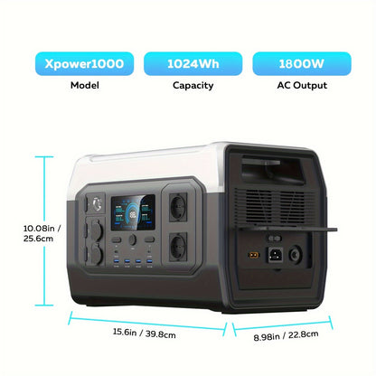 CTOLITY XP1000 1800W Portable Power Station With 200W ETFE Solar Panel, 1024 Wh LFP Battery, Solar Generator For Camping, RV, Travel