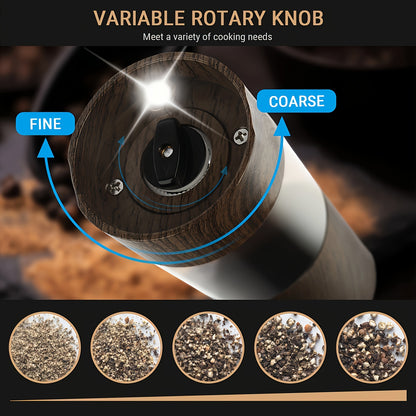 Conjunto de Moedores Elétricos de Sal e Pimenta - Moinho Pequeno para Uso Doméstico com Carregamento USB e Visor LCD - Moinho de Pimenta com Ajuste de Granulometria, Ideal para Cozinhas Domésticas, Restaurantes e Churrascos ao Ar Livre