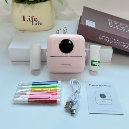 Kit de mini impressora térmica portátil com 14 rolos de papel (1 rolo incluído), impressão de fotografias, etiquetas e textos. Ideal para o dia a dia, perfeito para escritório, estudo e casa. Ótima opção para oferecer.