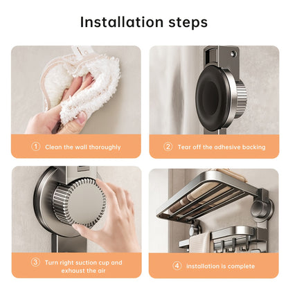 A Multifunctional Foldable Towel Rack with 1 Suction Cup, Including 2 Bases And 7 Hooks, a Space-Saving Towel Storage Rack, Suitable for Bathrooms And Balconies, Gray in Color, No Drilling Required to Change Its Position, Tow