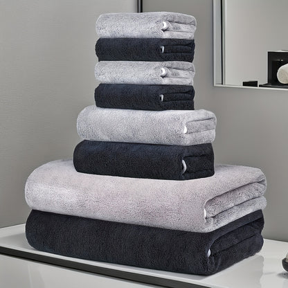 8-Pack Ultra-Soft Coral Fleece Bath Towel Set, 2 Bath Towels 69.85 X 139.7 cm, 2 Hand Towels 34.8 X 74.93 cm, 4 Square Towels 29.97 X 29.97 cm, Quick-Drying, Highly Absorbent And Lightweight, Gentle Camping Towels
