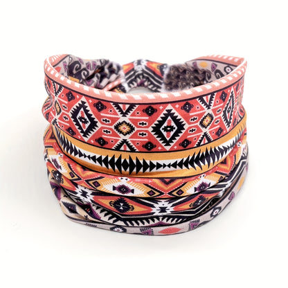 1pcs Stylish African Printed Boho Headband for Women - Stretchy Yoga Running Turban Hair Accessory