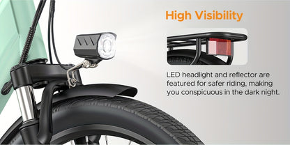 MileCity1 Step-Thru Electric Bike - Heavy-Duty Adult e-Bike with 250W Motor, 120KM Long Range, Front Suspension, 7-Speed Gears, LED Display, 66.04cm x 4.95cm All-Terrain Tires, Dual Brake System - Fast-Charging, for City Comm