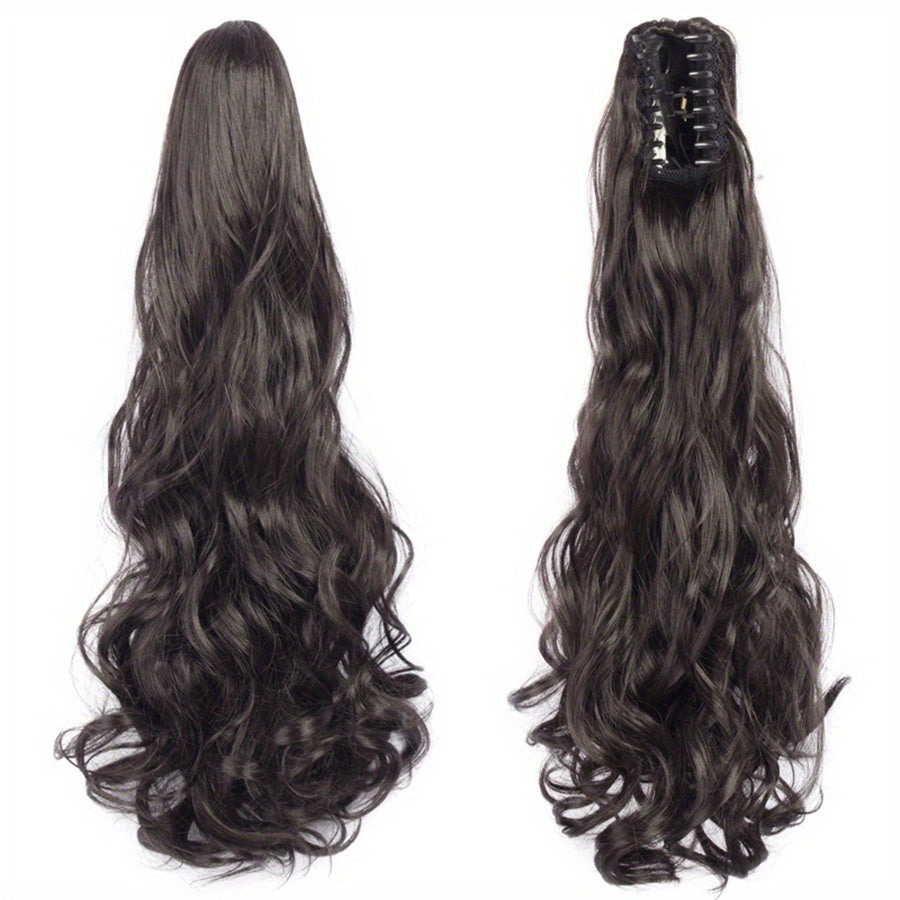 Long Wavy Ponytail Extensions - 55.88 cm Claw Clip In Synthetic Hair Piece For Women - Add Volume And Style To Your Hair Halloween Christmas
