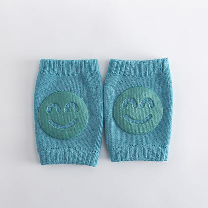 Boys Casual Knitted Knee Pads With Smile Face, Thermal Joint Protector For Autumn And Winter