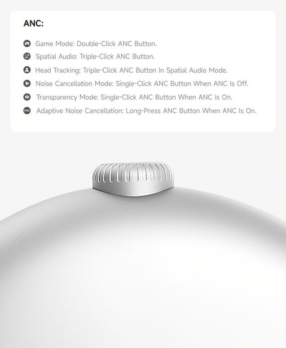 PICUN Wireless Headphones with Dynamic Head Tracking, -52dB ANC Noise Cancellation, 140Hrs Battery Life, Wireless 5.4, Wired/Wireless Switch, Double Connection & Multi-Mode Audio, Closed-back Design, Plastic Material, Compati