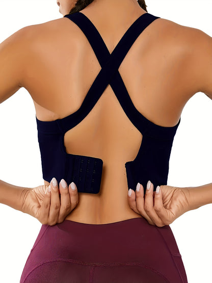 Solid Color Sports Running Bra, Seamless Fitness Top, Women's Activewear ( No Padded)