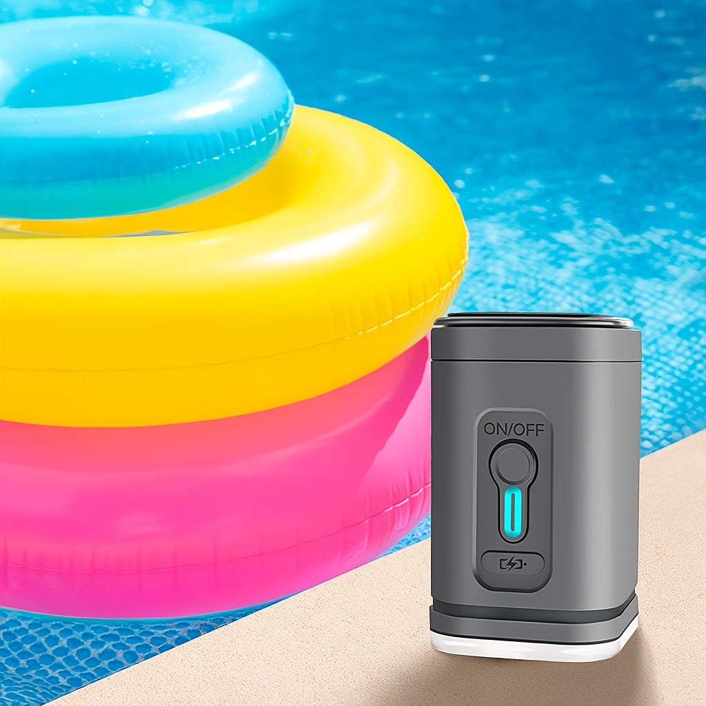 2-in-1 Portable Cordless Electric Air Pump with Built-in LED Light - Rechargeable Lithium Battery Outdoor Camping Gear for Inflatables, Tents, and Emergency Lighting