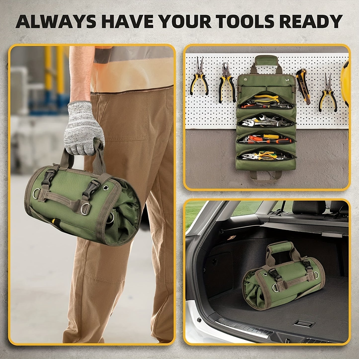Tool Kit Set, Heavy-duty Tools Organizer For Men And Women, Portable Tools Storage Box With 2 Detachable Zipper Bags, Mini Portable Bag For Electricians And Mechanics