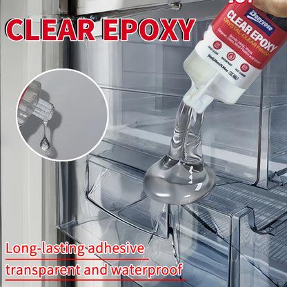 Doeyvose Clear Epoxy Adhesive Glue - Waterproof Strong Bonding, Transparent Waterproofing Sealant for Refrigerator Drawers, Doors, Floors, Walls, Roofs, Tiles - Heavy-Duty Epoxy Resin-like Formula (25ml/0.88oz) - Multi-Surfac