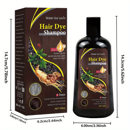 Brown Hair Coloring Shampoo, Instant Hair Coloring Shampoo 3 in 1 Nourishing Hair Shampoo Hair Coloring Cover Gray Hair, Natural Long Lasting Hair Coloring Shampoo