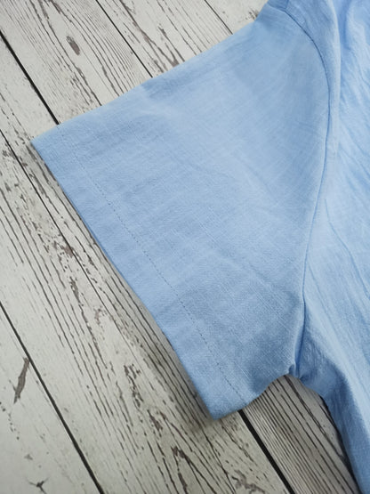 Men's Shirt Top, Solid Band Collar Short Sleeve Closure Summer Male Casual Henley Shirt For Daily Business Formal Shirts For Men