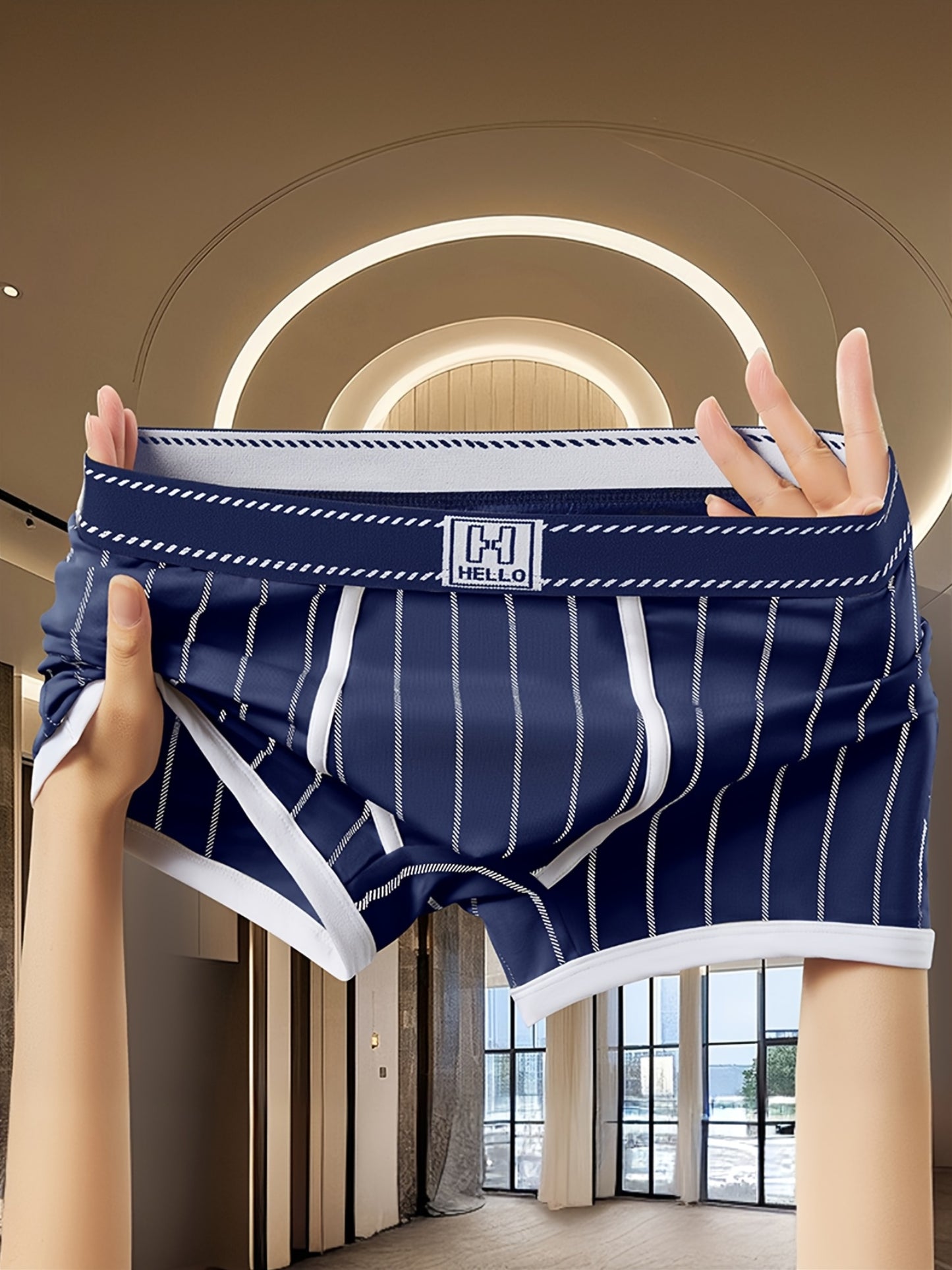 3pcs Men'S Boxer Briefs - Soft, Breathable, Stretchy Striped Boxer Shorts in Black, White, and Green - Comfortable Casual Underwear for Teens and Adults, Comfortable Underwear | Trendy Boxer Briefs | Medium Elasticity