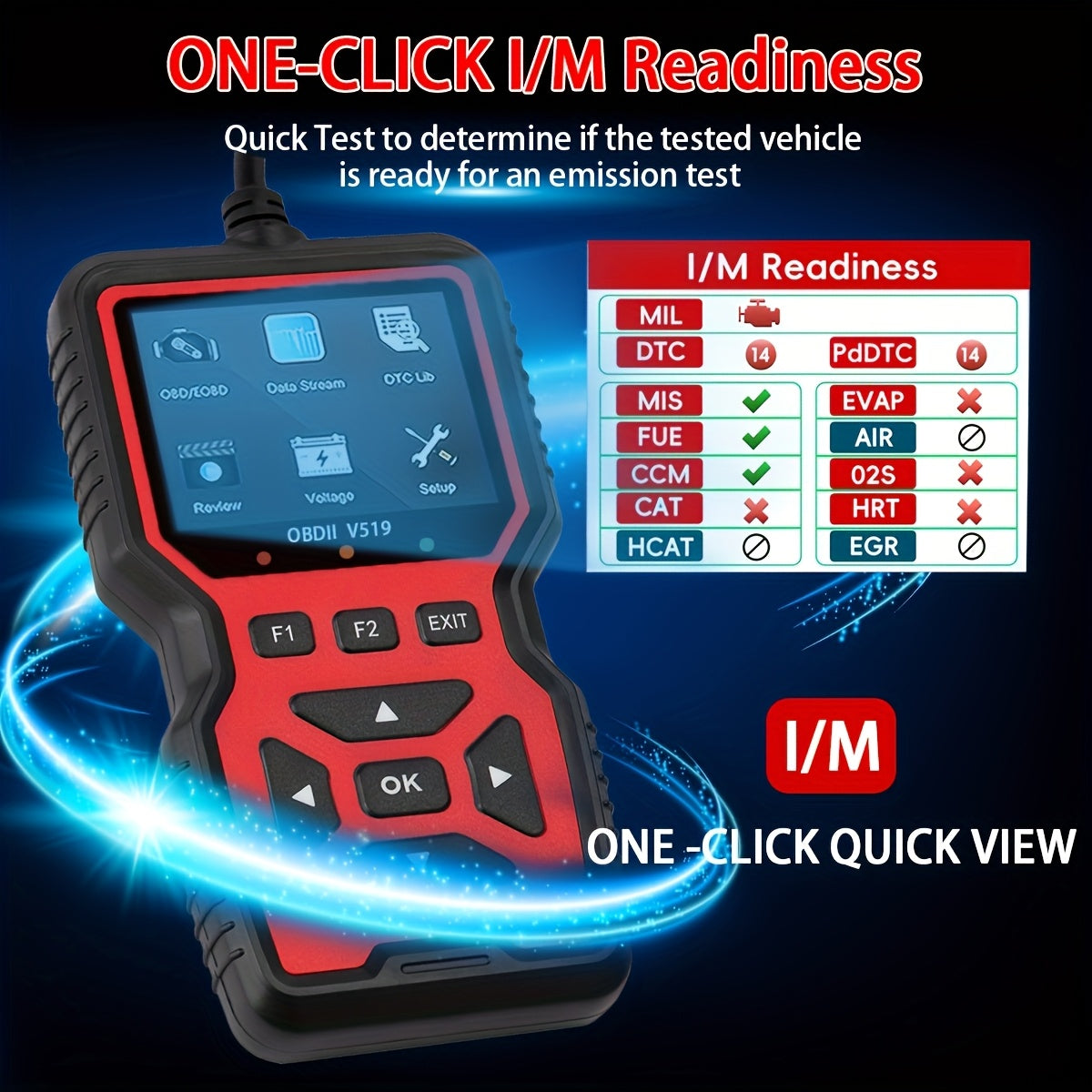 Professional OBD2 Car Scanner Diagnostic Tool - Suitable for Reading Vehicle Codes, Clearing Fault Codes, 35901 Trouble Code Library, Real-Time Data Stream, Oxygen Sensor Tester, Battery Voltage Reading, Mode 6/8 Detection