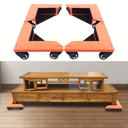 4pcs Heavy-Duty Corner Mover Dolly Set with Triangular Frame & 639.11 KG Capacity - All-Terrain Moving System with Locking Mechanism, Sturdy Carbon Steel Construction & PU Wheels for Pianos, Refrigerators, Cabinets, Washing M