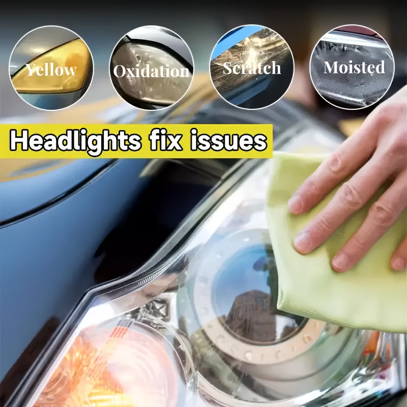 Professional Headlight Restorer - Remove Yellowing, Oxidation & Foggy Car Headlights - Lens Polish Abrasive Material - Effective in Enhancing Car Light Brightness, Abrasive Polish