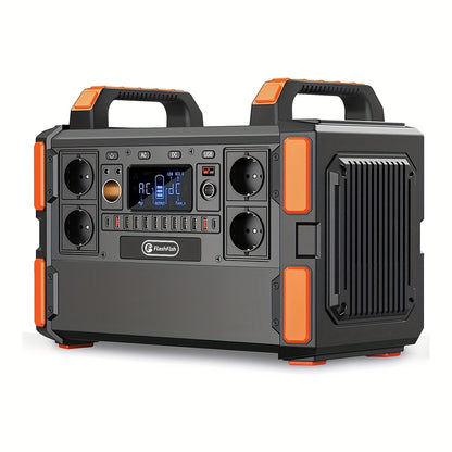 1000W Lifepo4 Battery Solar Power Generator 1041.6Wh 230V (2000W Surge) Emergency LFP Battery Power Generator with 4*AC Solar Power Station, 19 output socket Portable Power Station for Emergency/Outdoor camping/RV/Home/Comput